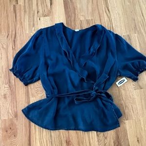 Blue Wrap Top
